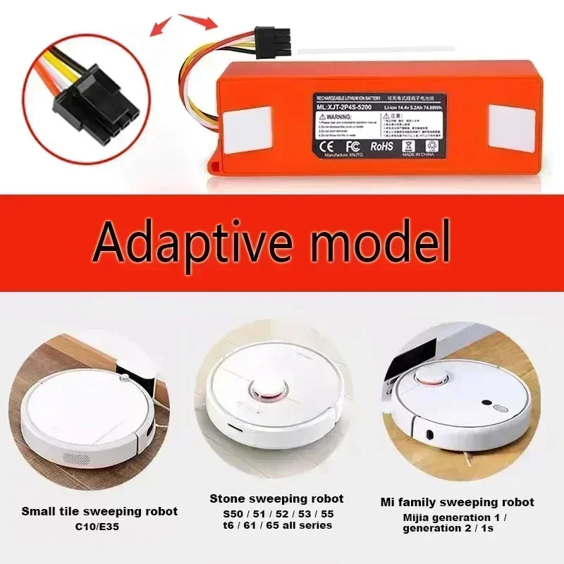 Original 100% New Battery14.4V 12800mAh Robotic Vacuum Cleaner Replacement Battery For Xiaomi Roborock S55 S50 S5 MAX S6 Parts