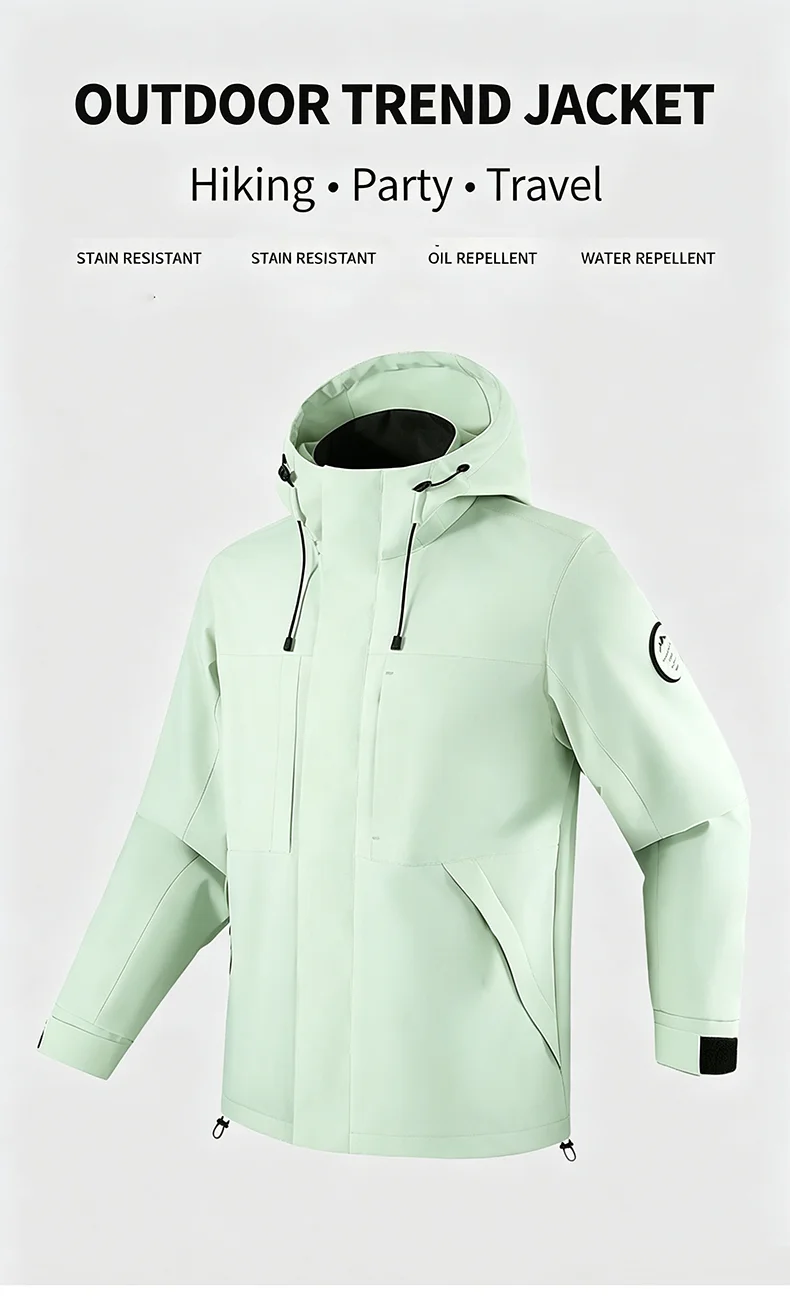 LNGXO Wasserdichte Windjacke für Damen und Herren, Outdoor-Sport, winddichte, einlagige Jacke, Wander-, Trekking-, Bergsteiger-Regenjacke – Detail 3
