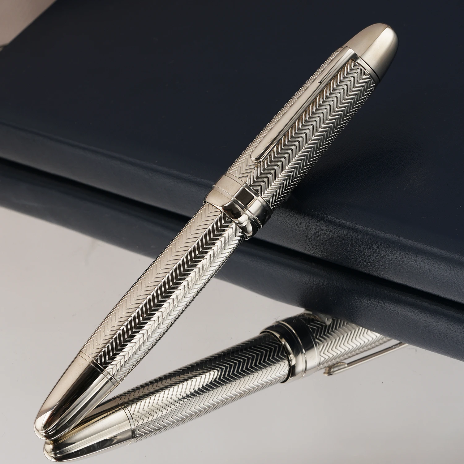 

Серебряная ручка с гравированным узором, перье EF/F/M, с конвертером, набор металлических ручек для письма