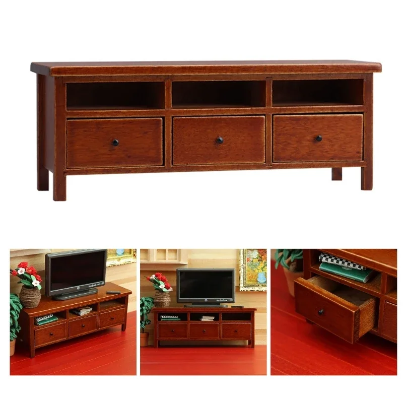 Armario para casa muñecas, cajón almacenamiento madera, juguete para juego imitación, muebles para sala