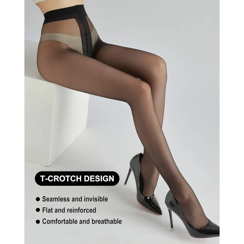 

Ультратонкие колготки для женщин – колготки с высокой талией и Т-образным кроем, усиленные в области носка, ультратонкие и комфортные (1 шт.)