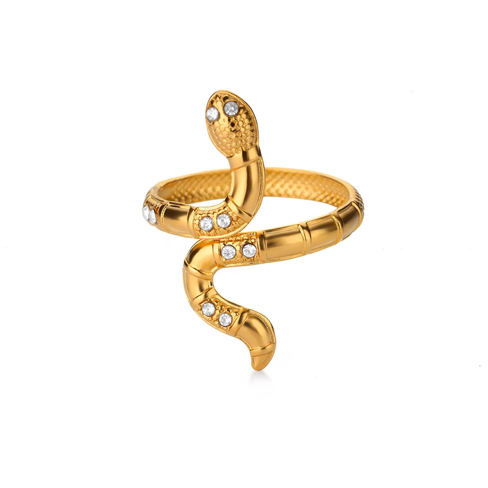 Edelstahl Schlange Ringe Für Frauen Männer Gold Farbe Offene Einstellbare Finger Ring Vintage Gothic Ästhetischen Schmuck anillos mujer