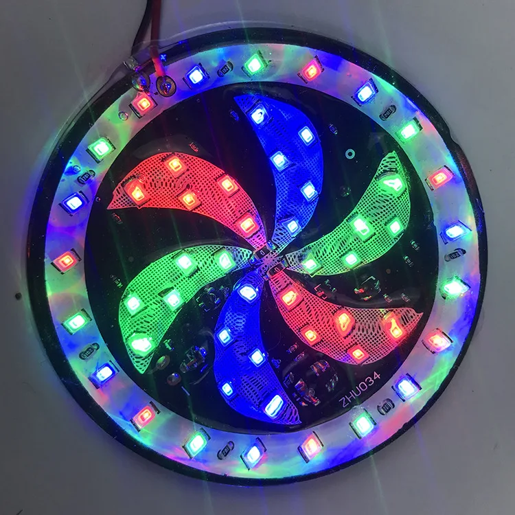 Car Motorcycle Rotating Headlights 12V 3W LED Lights With Fire Wheel Light RGB Rotating Lights Windmill Lights Taillights