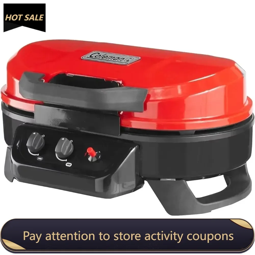 Portable Tabletop Propane Grill Gas Grill with 2 Adjustable Burners Ignition&11,000 BTUs of Power for Camping Freight free