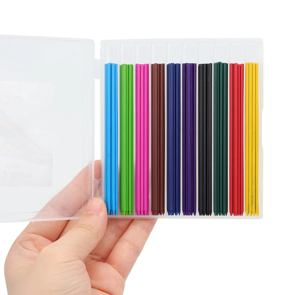 Neue 1Box Großpackung Mechanische Bleistiftmine 2B 2,0MM 10 Farben Austauschbare Mine Automatischer Bleistift Schreib- und Zeichenzubehör – Detail 4