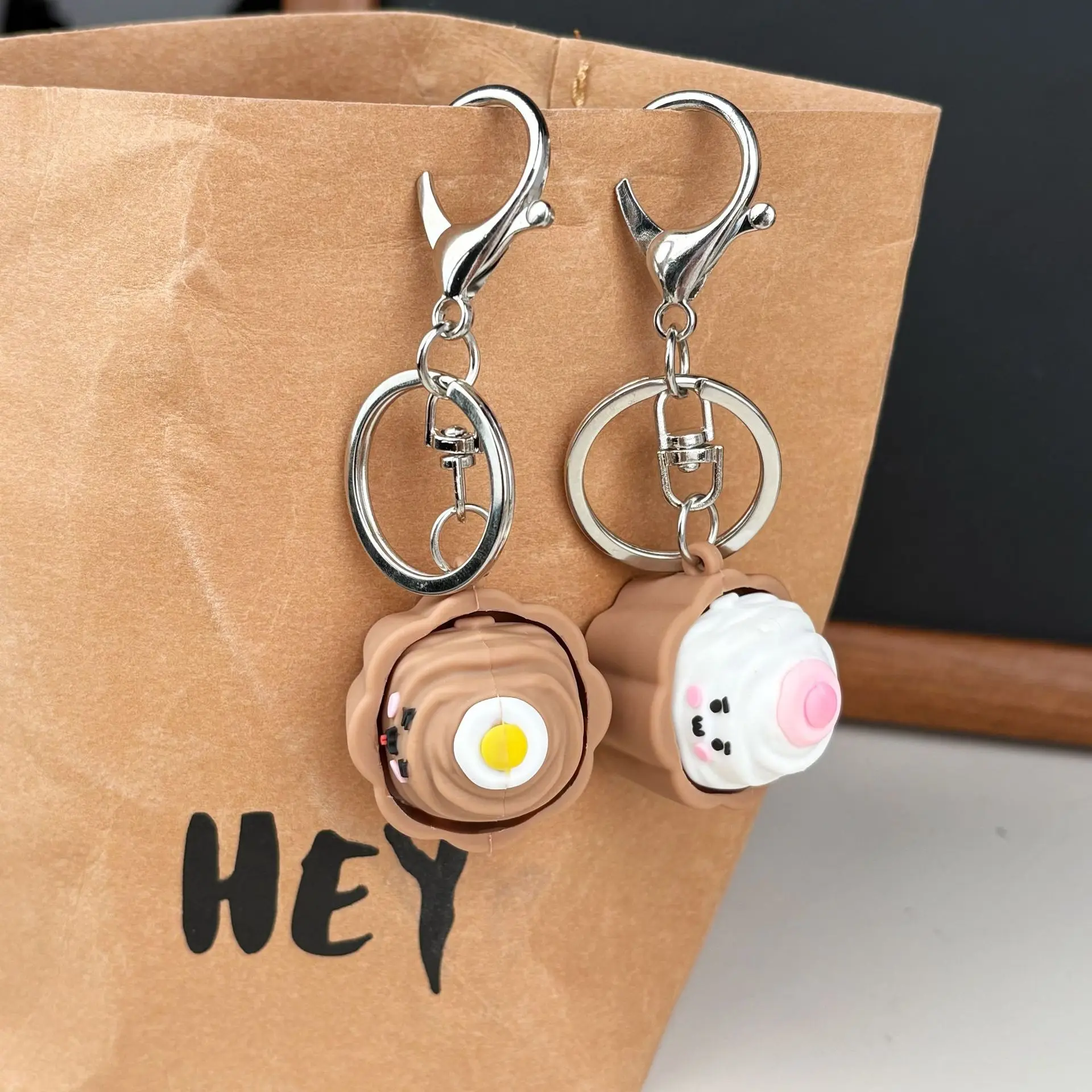 Original Cartoon Cake Button Keychain Small Pendant Backpack Decoration Cute Stress Relieving Creative Gift