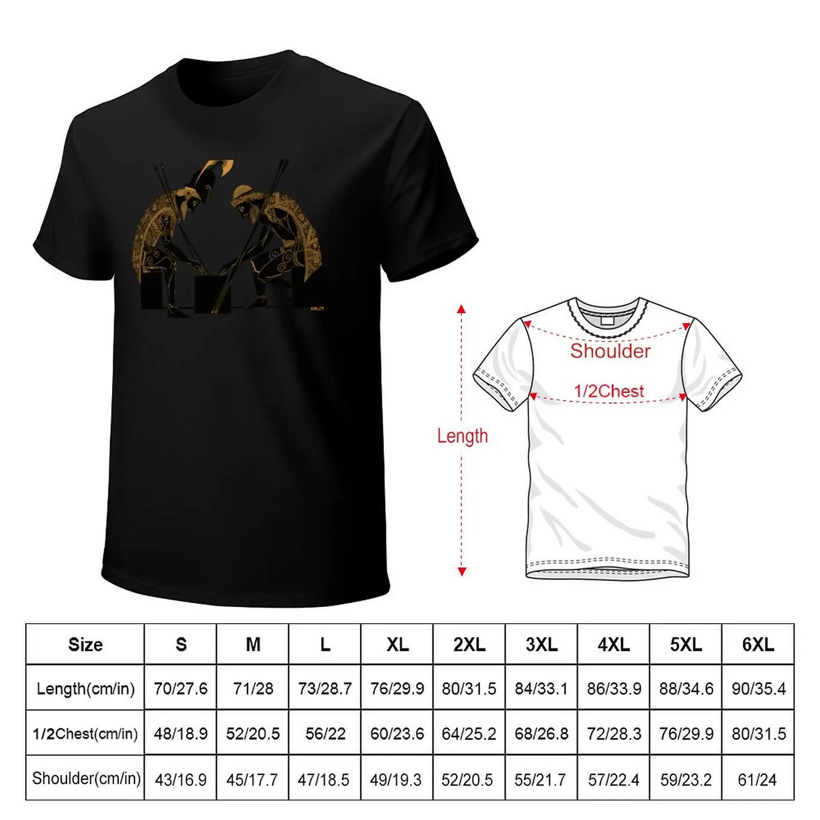 Achilles and Ajax (bronze) T-Shirt Art Pattern Printed Casual Top