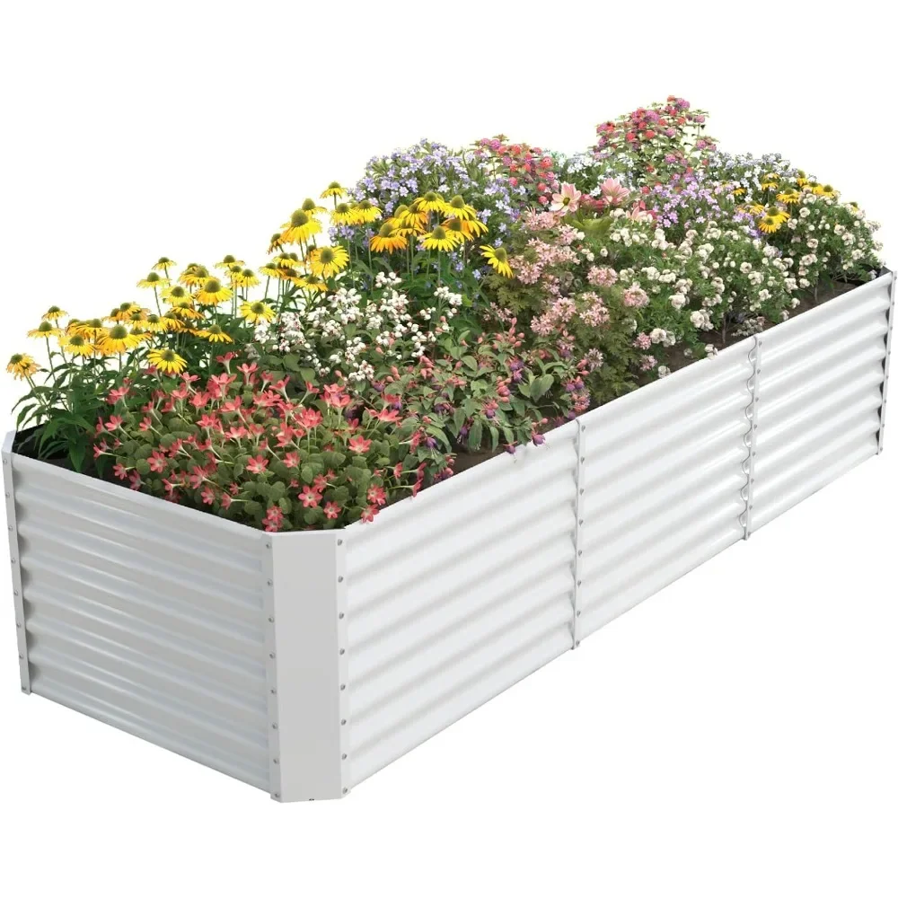 

Outdoor Planter, Garden Planter Box for Vegetable, Raised Garden Beds for Herb, Succulent, White, Outdoor Gardens Planters