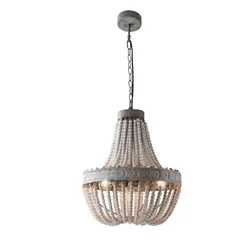 Retro Loft Vintage Rustic Round Wooden Beads Chandelier Hanging Lamp Decor Lights Modern for Living Room Hotel Kitchen Hanging