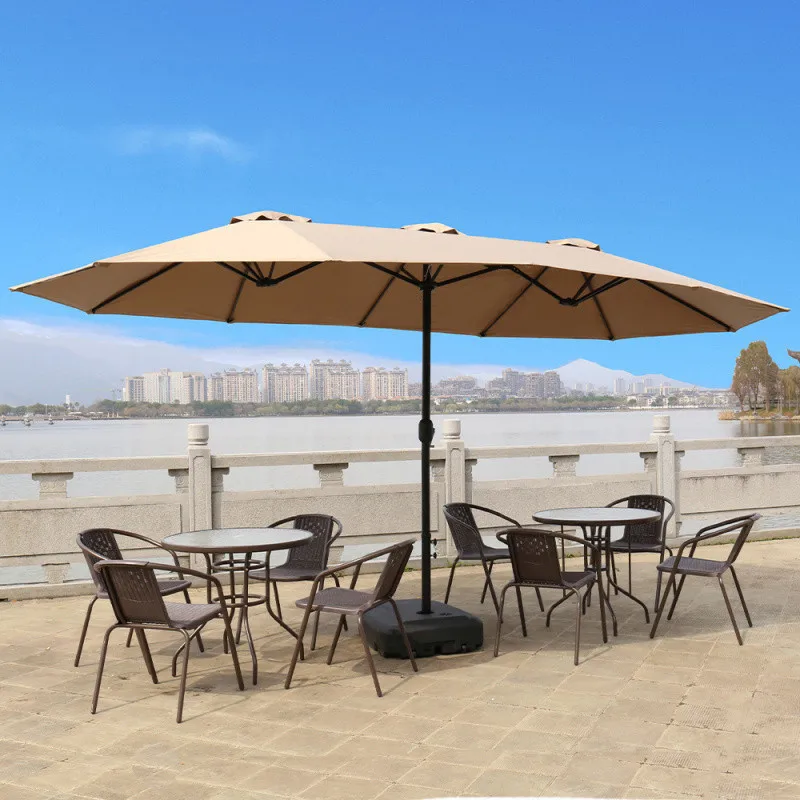 

Parasol three-headed umbrella Roman commercial large sun umbrella rectangular central column courtyard umbrella outdoor
