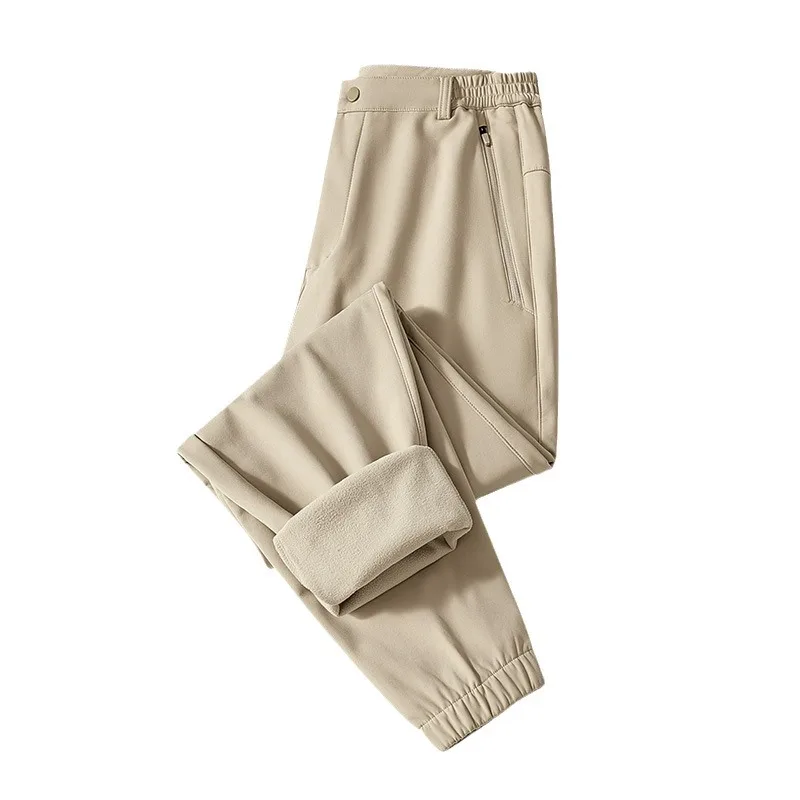Men's and Women's Winter Windproof, Waterproof, and Plush Thick Outdoor Sports Soft Shell Pants, Hiking Pants, Skiing Pants