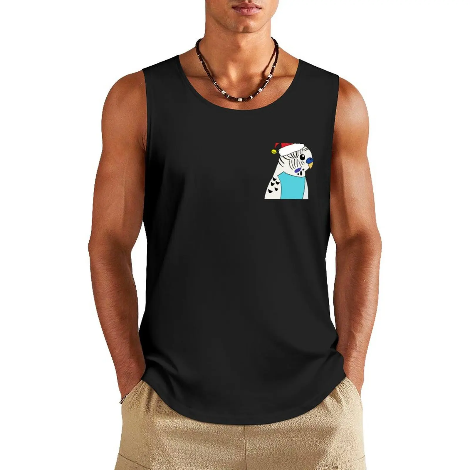 Christmas Budgie Tank Top gym clothes for man Men's t-shirts Fitness men clothing