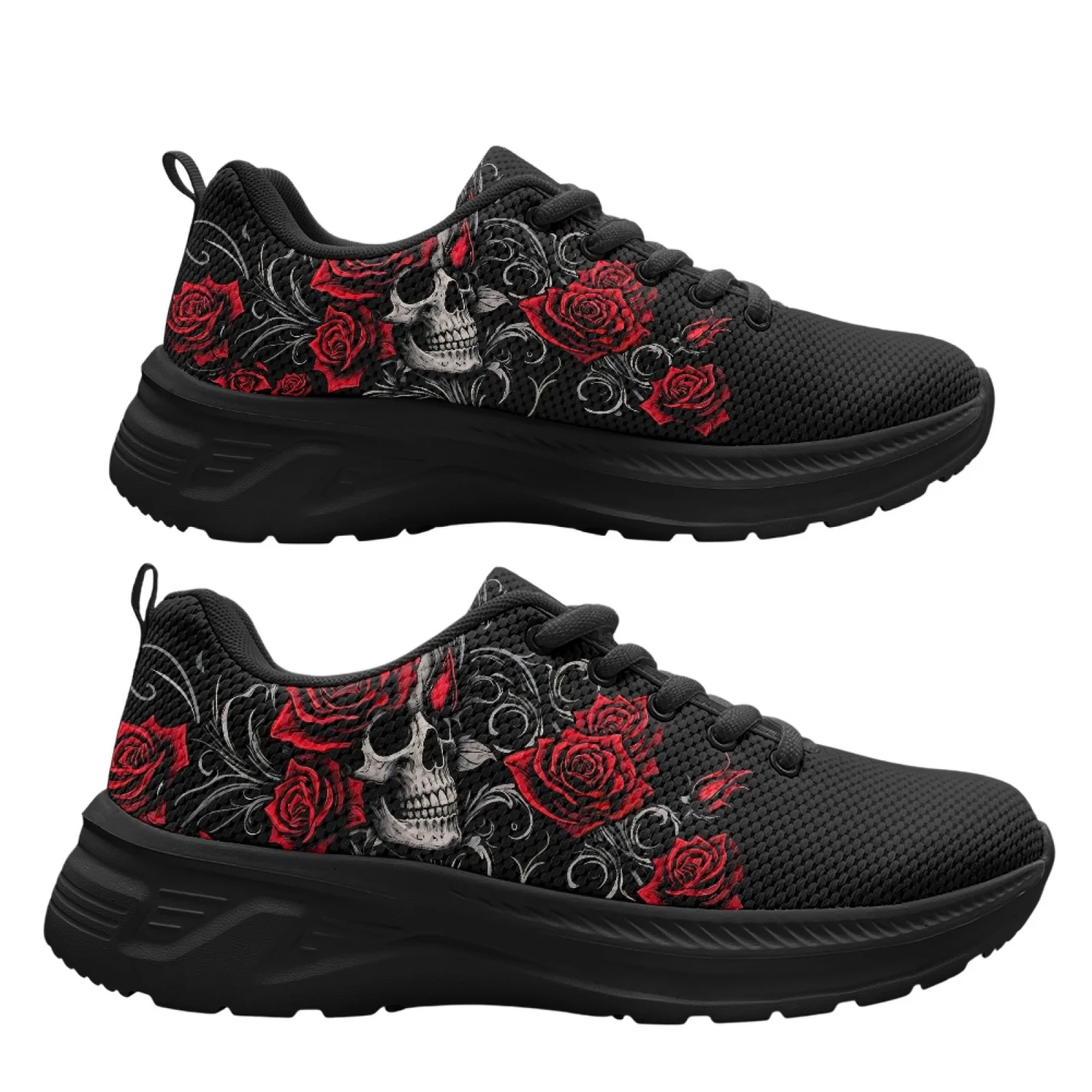 PENSTROLL Skull Rose Breathable Athletic Sneakers for Workout Mesh & EVA Men's Athletic Running Shoes Workout Shoes