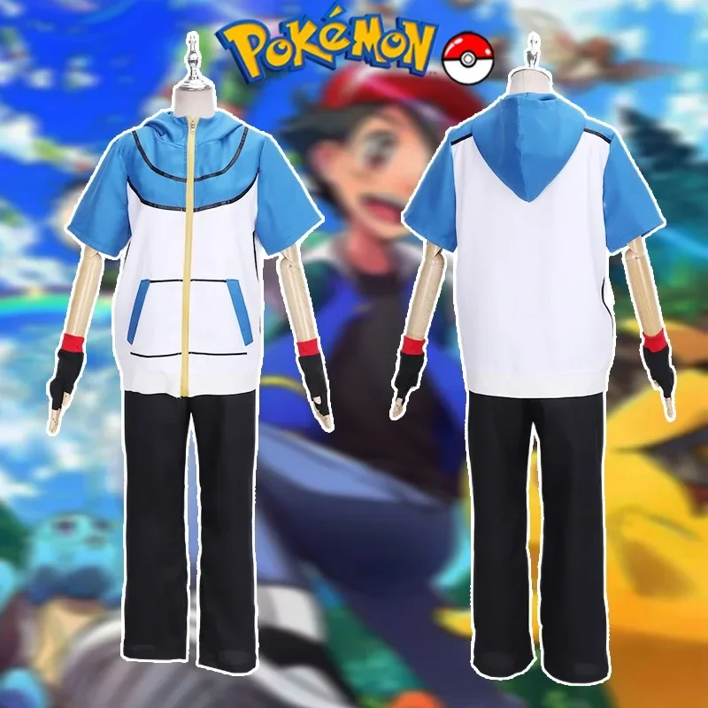 

Anime Ash Ketchum Cosplay Costume for Adult Child Pokemon Halloween Role-playing Costume Jacket Pants Caps Gloves Set Kids Gifts