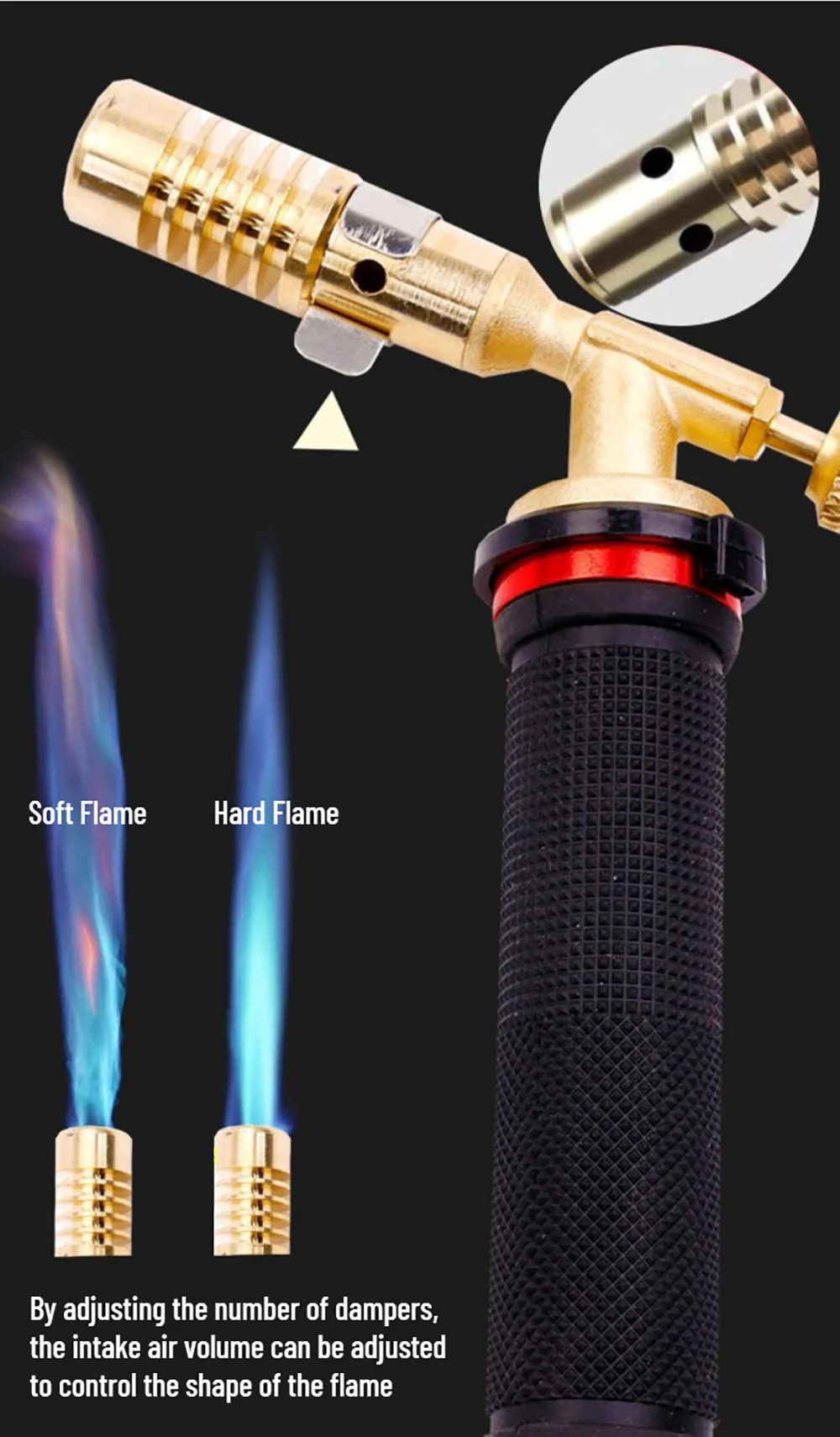LPG Gas Fackel Griff Hohe Temperatur Gold Silber Schmelzen Feuer Fackel Handheld Kupfer Aluminium Eisen Schweißen Pistole LPG Flammenwerfer – Detail 3