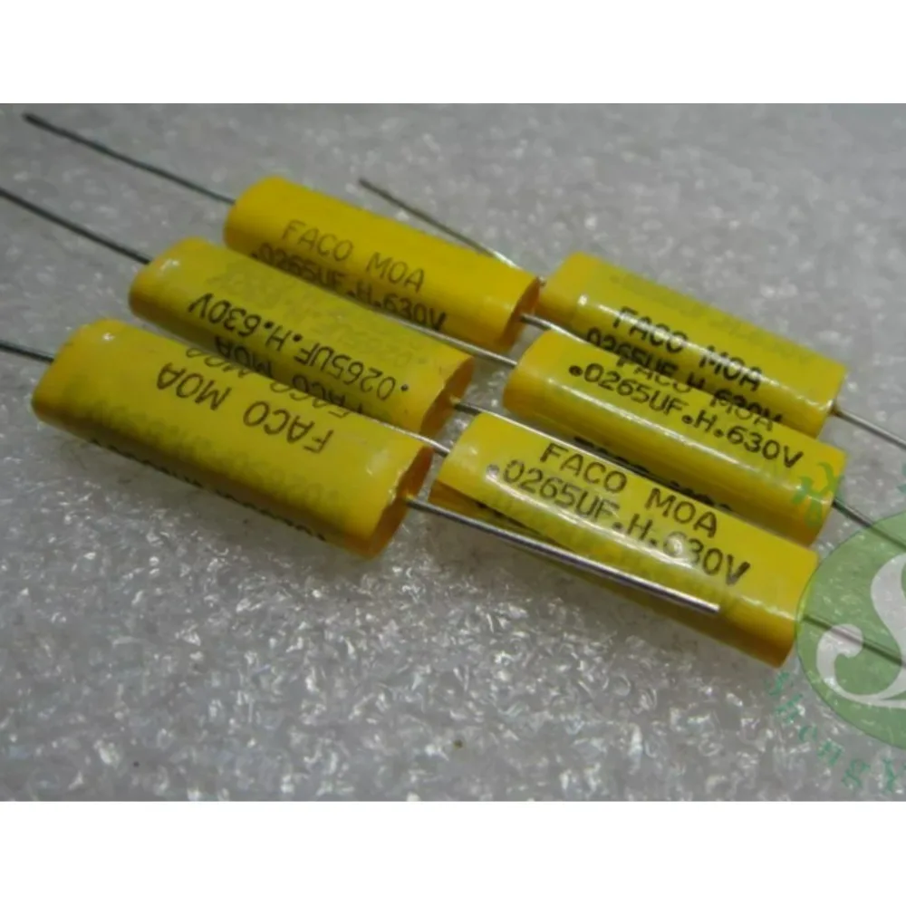 

5pcs/lot FACO MOA 0.026uf/630v 26nf 0.0265uF 263 (replaces 0.027uf 630v 263) Brand New Axial Film Capacitor