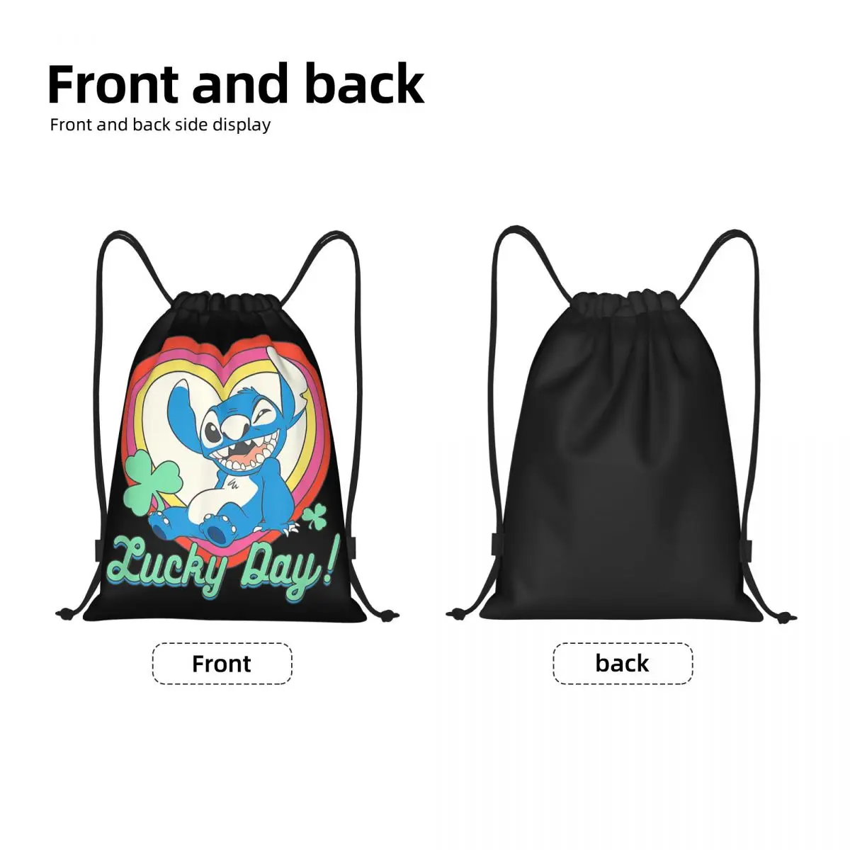 Mochila plegable con cordón para hombre y mujer, bolsa de almacenamiento para entrenamiento, deportes, gimnasio, puntada personalizada, Lucky Day