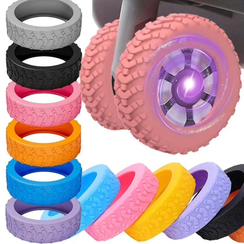 Rolling Luggage Wheel Protecter 1/12Pcs Silicone Travel Rolling Suitcase Reduce Noise Wheel Castor Trolley Sleeve Accessories