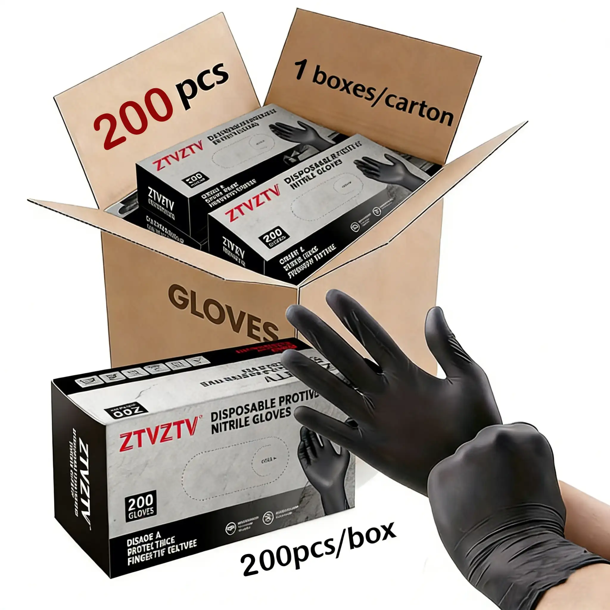200PCS Pack, Nitrile Disposable Gloves, Durable Household Cleaning Gloves Suitable For Kitchens, Tattoo Parlors, Beauty Salons, Bathrooms, And Cleaning Supplies. Thickened Design, Latex-Free, Available In Small, Medium, And Large Sizes.