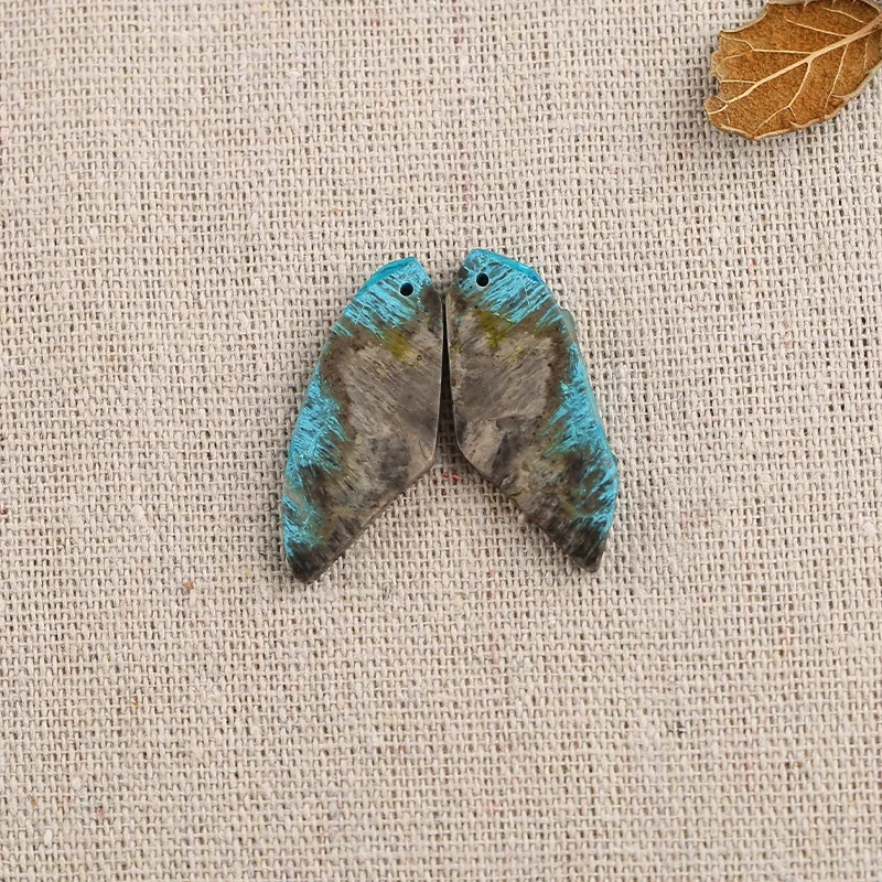 B&F Chrysocolla Earring Beads, Handmade Natural stones beads, Polished Stones for jewelry Making Supplies