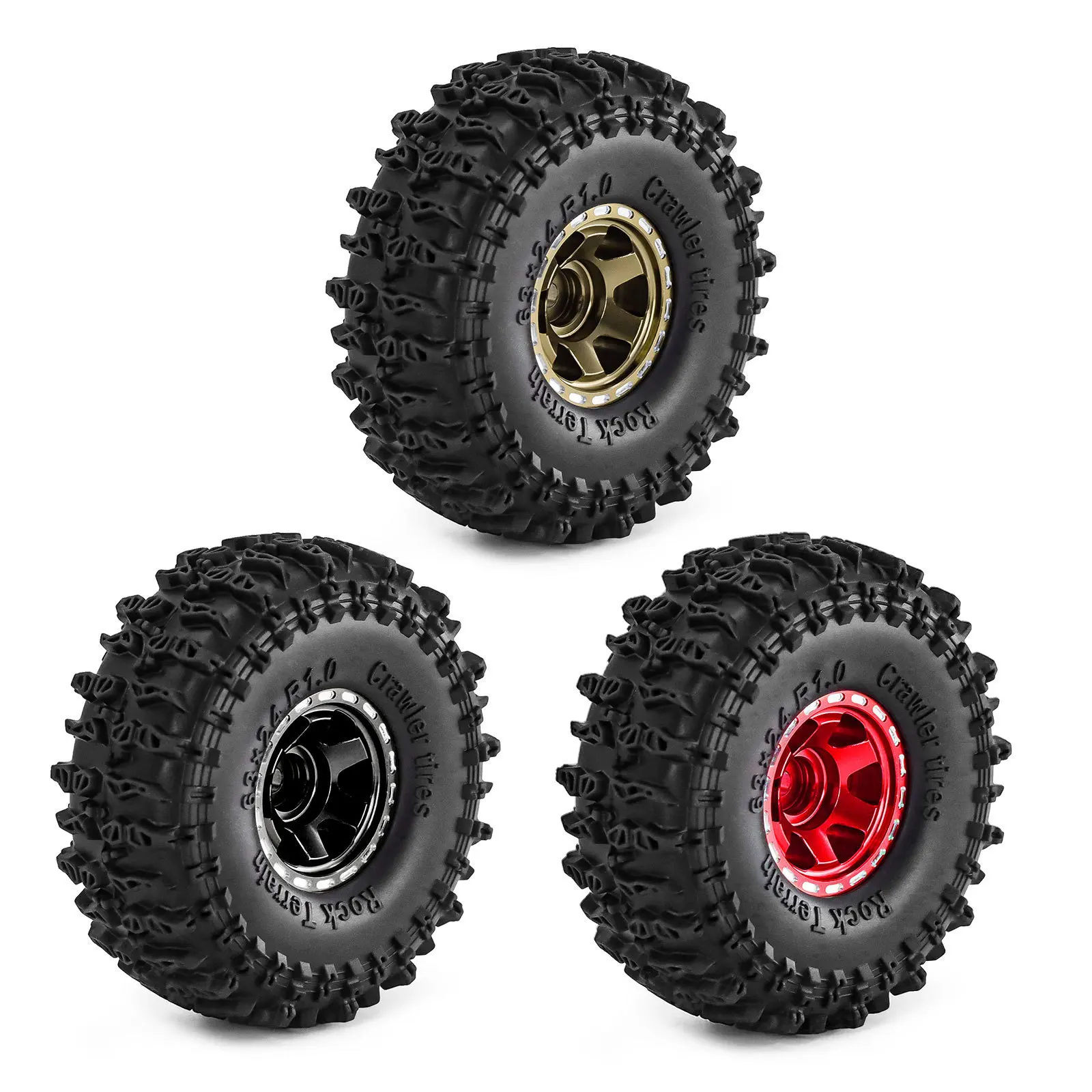 

4pcs 63mm 1.0" Metal Beadlock Wheel Tire Set For 1/18 1/24 RC Crawler Car TRX4M SCX24 AX24 FCX24 Upgrade Parts Accessories