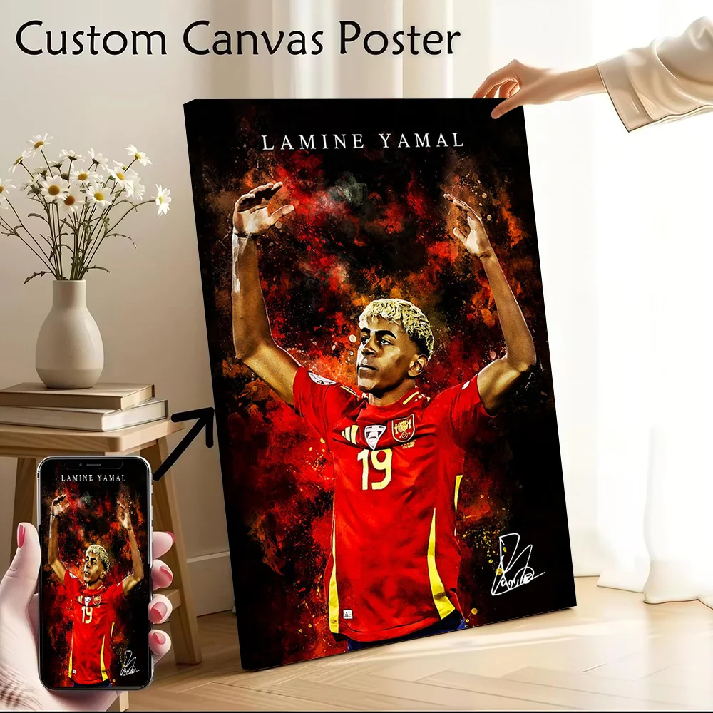 Lamine Yamal Soccer Canvas Poster Customizable Pictures Wall Art Canvas Painting for Room Decorating Interior Decoration Home