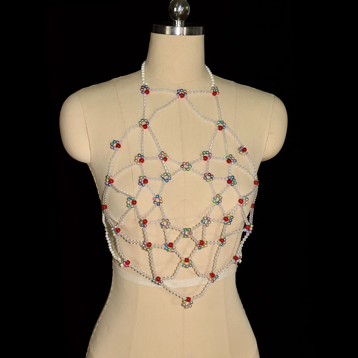 

Hand-made Beads Stage Show Fashion Beading Body Jewelry Sexy Personality Glass Beading Bra Chain Party Holiday Dress Accessories