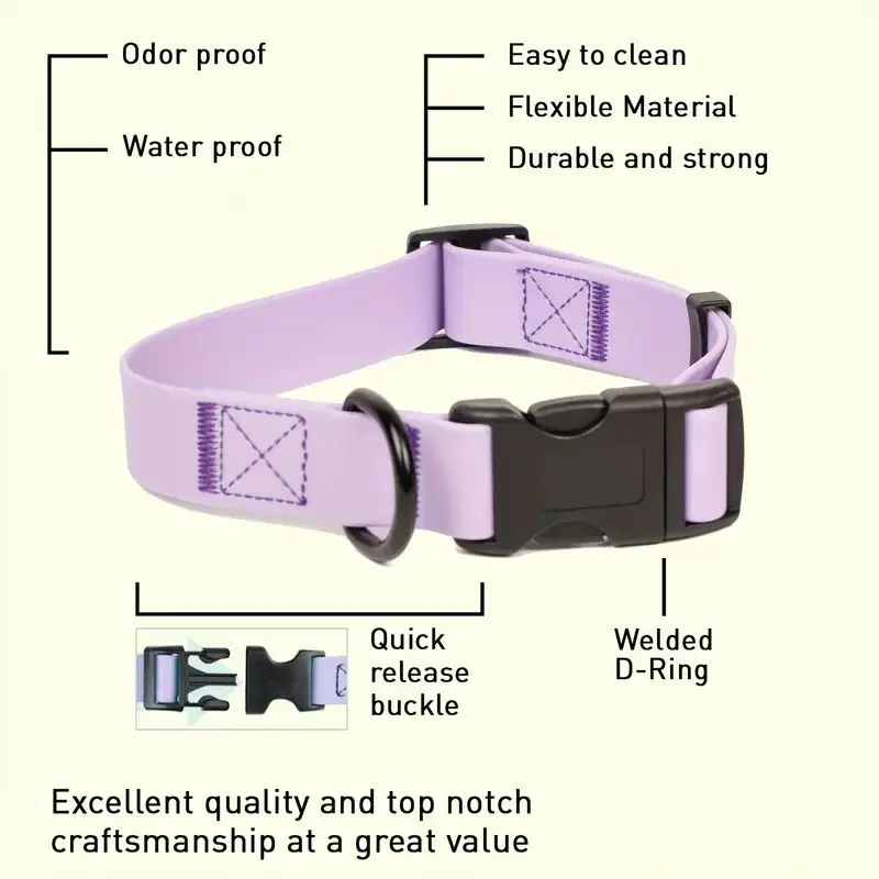 Dog Collar and Leash Set Adjustable Dog Collar PVC Waterproof Dog Leash Collar For Small Medium Large Dogs