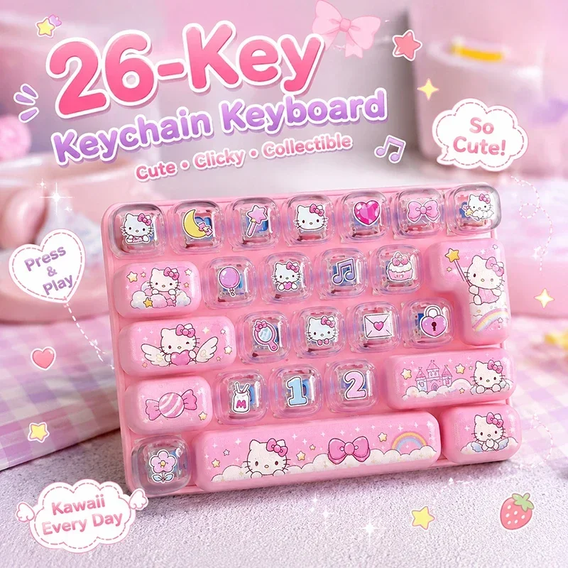 키캡 클릭커  26-key Keycap Clicker Keychain Keyboard Key Caps Keychains for Bag Charms Cartoon Anti-stress Keycaps Pendant Xmas Gifts