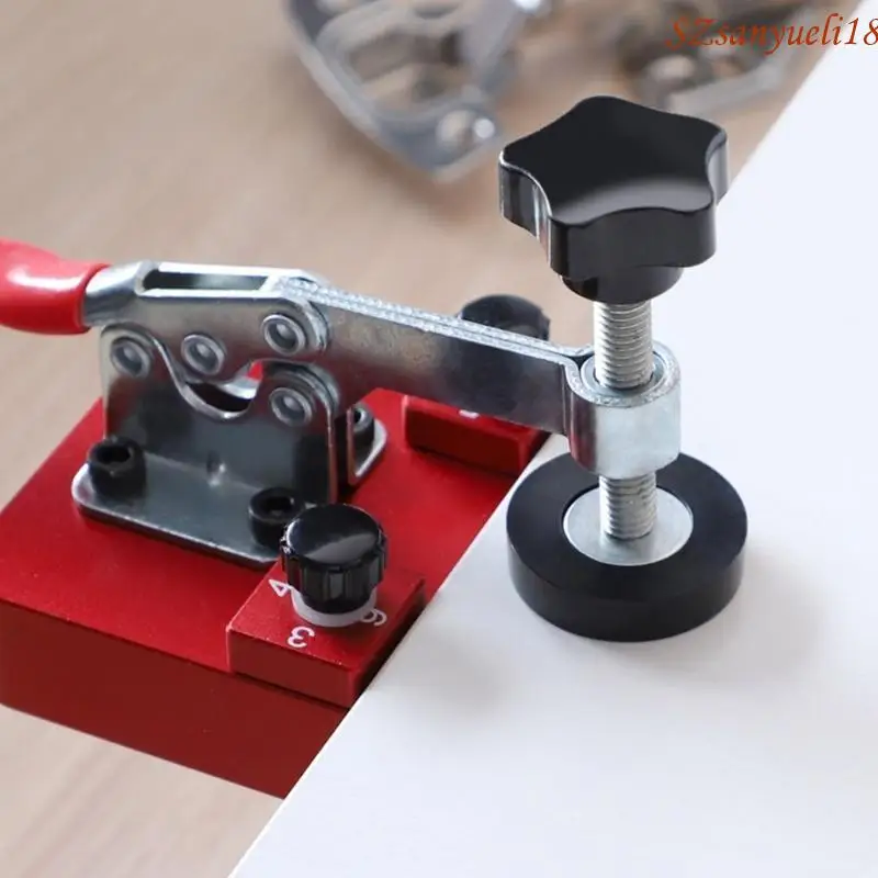 

94PC Hinge Hole Opener Aluminum Alloy Hinge Drilling Jig Cabinet Door Punching Guide Locator 0‑25mm Clamping Thickness