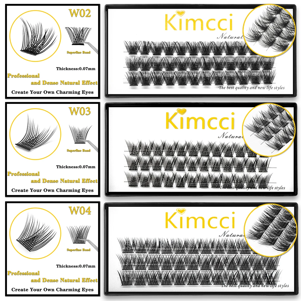 Kimcci  Natural Segmented False Bundles Eyelash Extension Soft Ribbon Segmented False Bundles Eyelashes DIY Individual Clusters