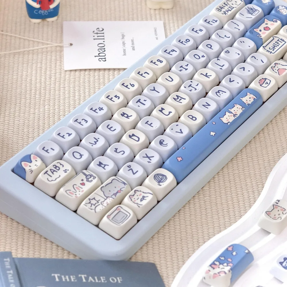 Nasadki na klawiaturę Blue Meow 114-klawiszowe PBT MOA do niestandardowych akcesoriów do klawiatur mechanicznych