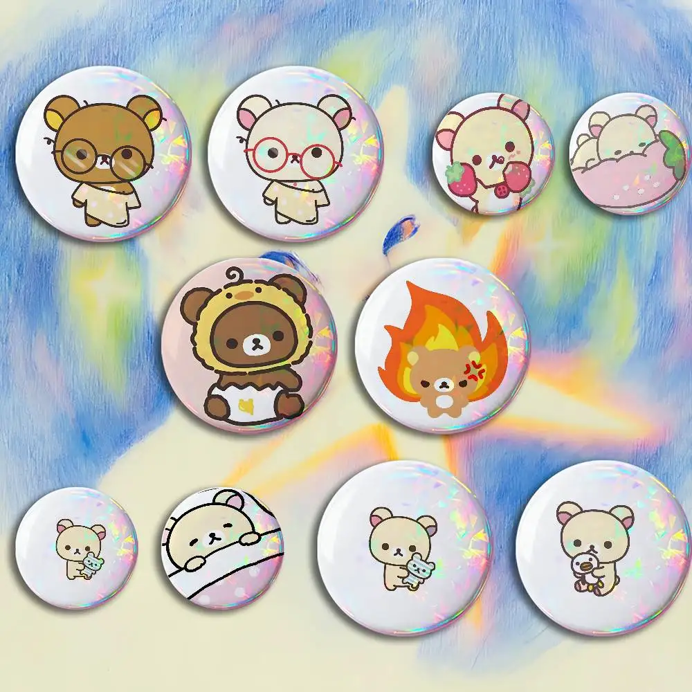 Cute R-Rilakkumas-S Bear Badges 25 32 44 58 75 mm Round Customizable Wholesale Fan goods Self-made fan freebies