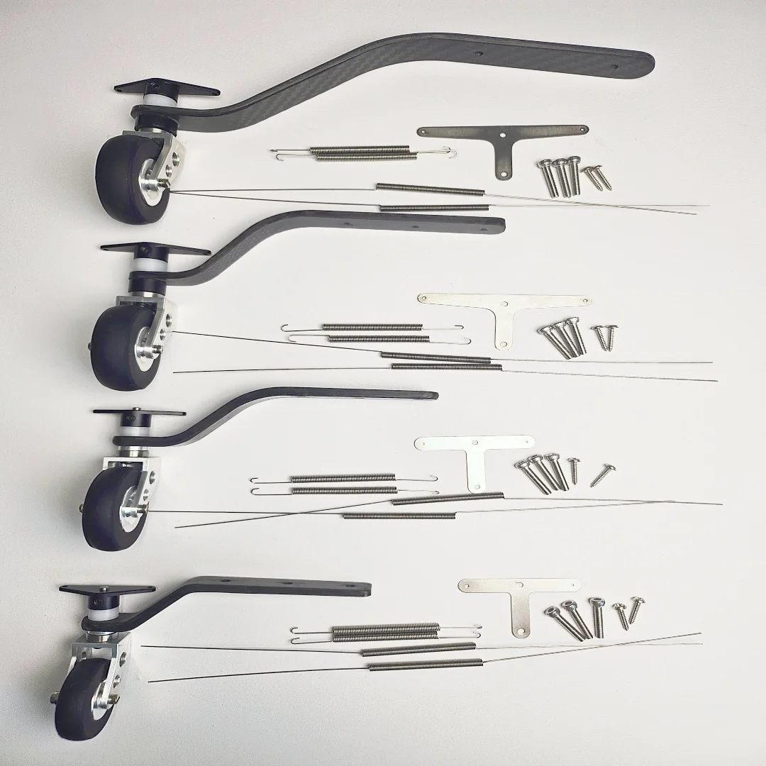 Jeu de roues de train d'atterrissage arrière en Fiber de carbone, pour moteur à essence 26CC/30CC/40CC/50CC/63CC/80CC/100CC, modèle d'avion RC, Version à ressort