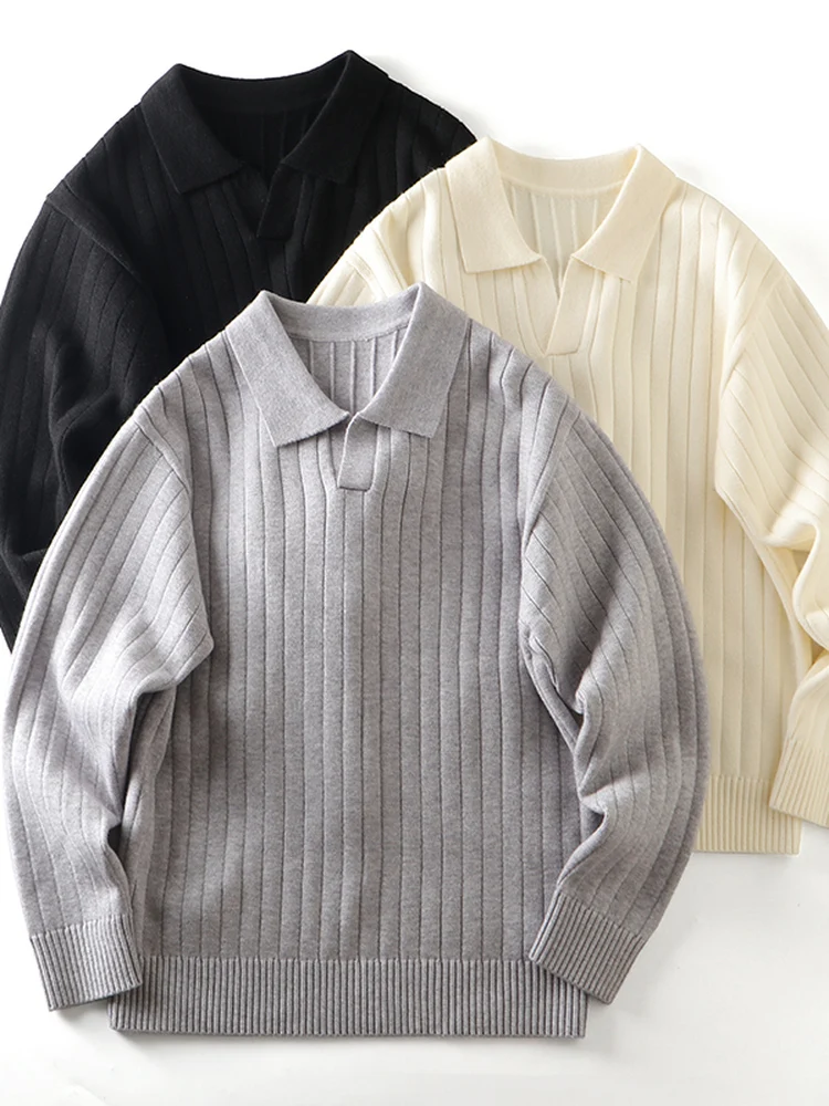 

Итальянский люксовый вязаный свитер-пуловер с воротником, осенне-зимний, мужской, модный, из мягкой смеси полиэстера, акрила, вискозы и нейлона