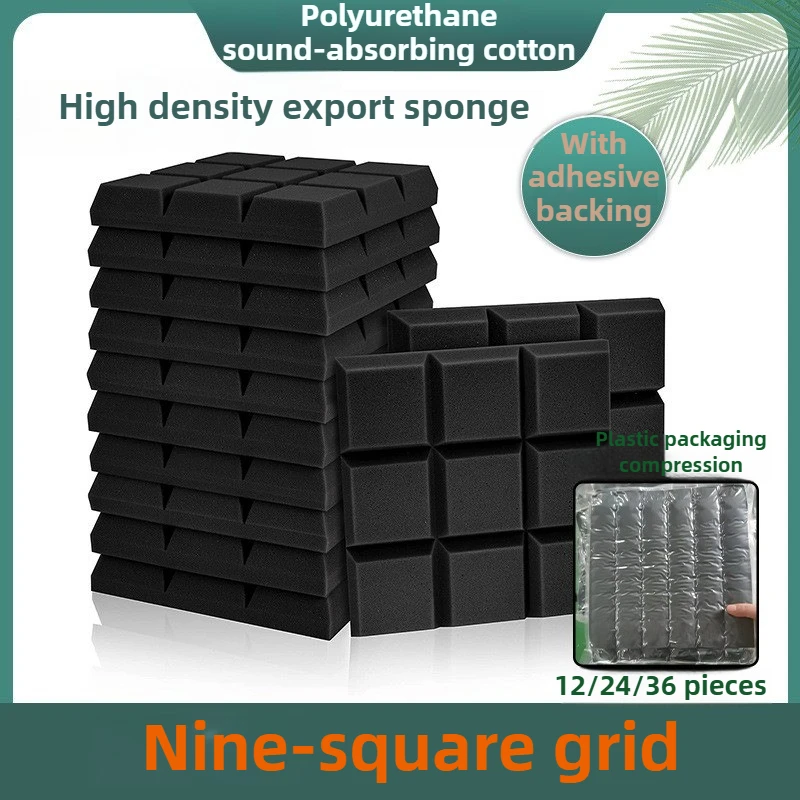 30*30*5cmTrough Wall Soundproof Foam 12Pcs High Density Sound Absorbing Material Acoustic Foam Ceiling Noise Insulation