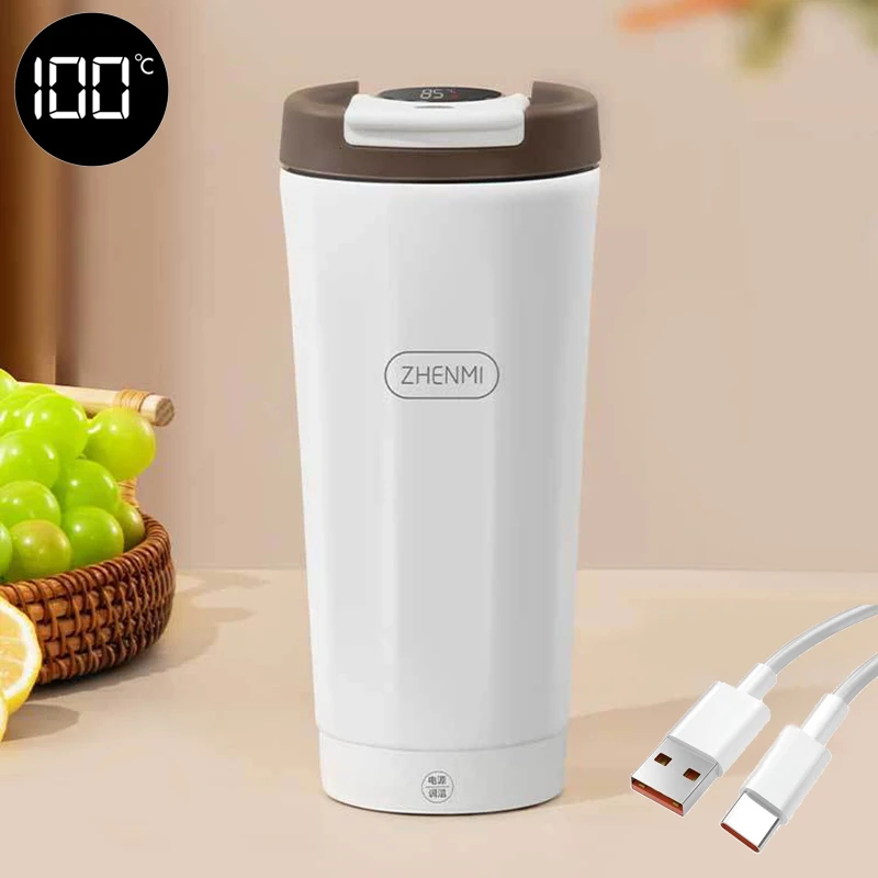 

USB LED Display Portable Electric Kettle Boiling Water Outdoor Heating Coffee Cup Thermostatic Warm Bottle 12V 24V 5V Type-C