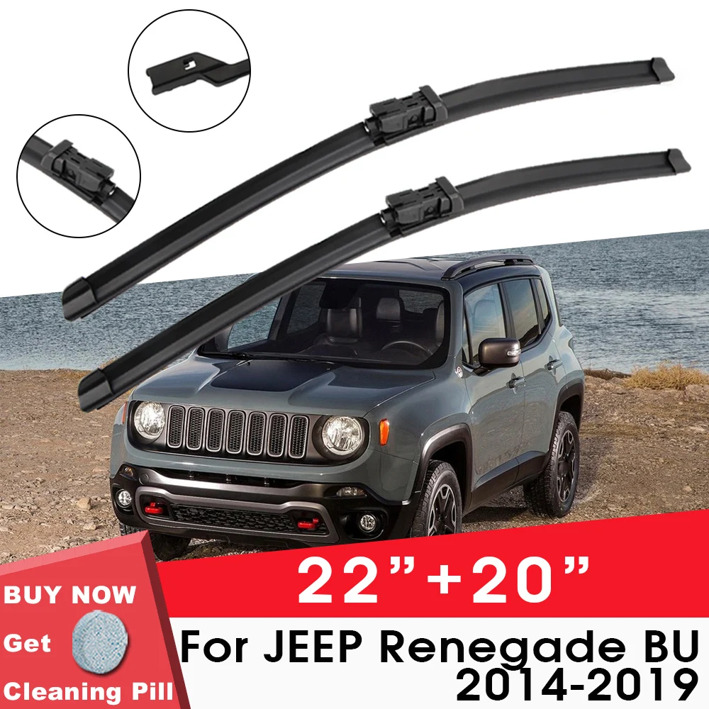 

Car Wiper Blade Front Window Windshield Rubber Silicon Gel Refill Wiper For JEEP Renegade BU 2014-2019 22"+20" Car Accessories