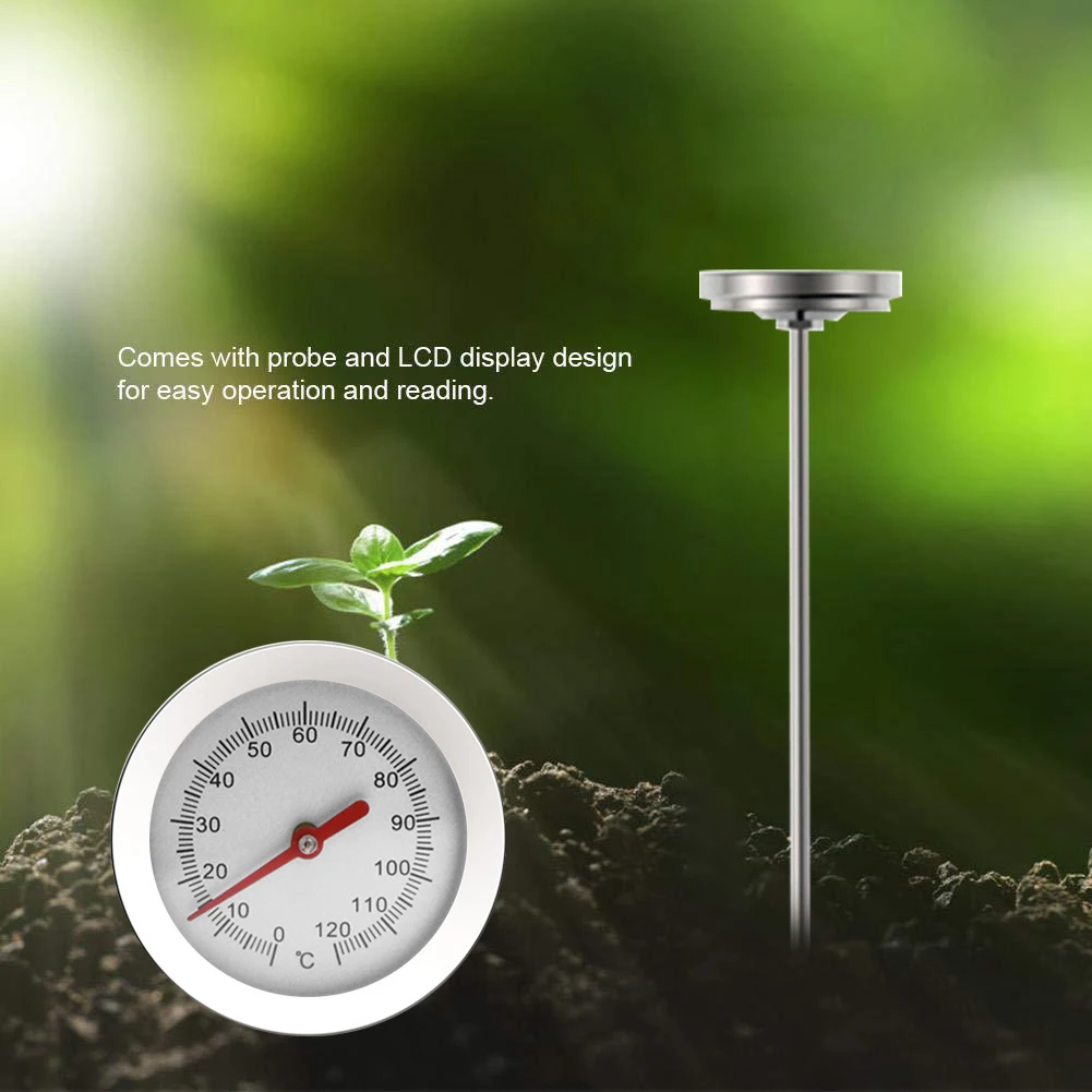 2024 New 50cm Long Stem Compost Soil Thermometer Simple Operation 0℃-120℃ for Ground Garden Backyard Soil High Accuracy