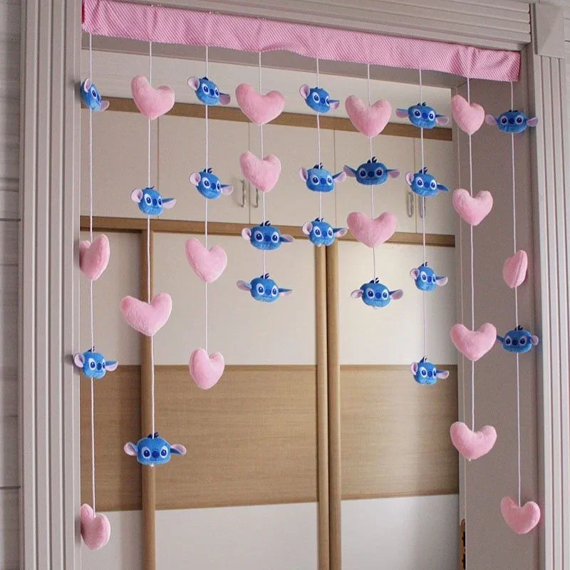 Sanrio Anime Door Curtain Heart Hello Kitty Stitch Girl Cartoon Room Door Partition Curtain Velcro No Punch Cute Girly Heart