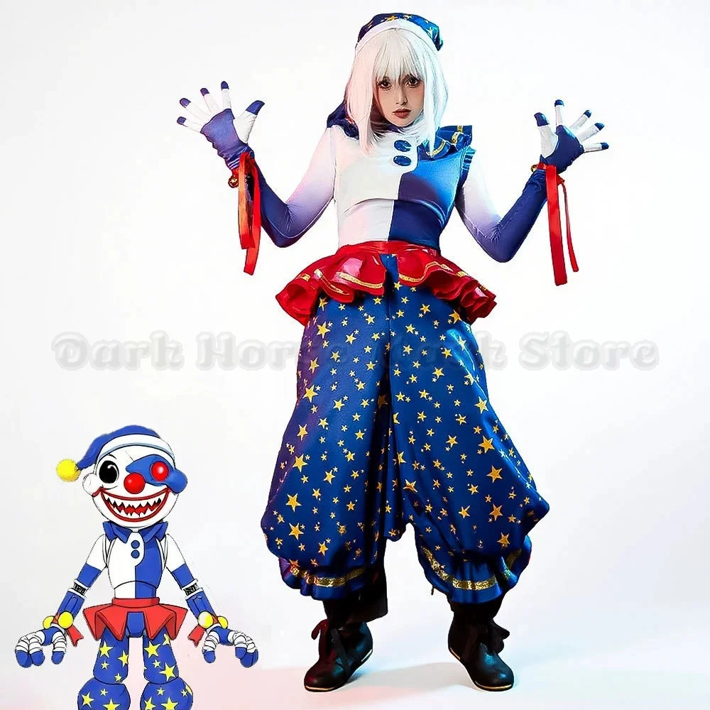 Costume de cosplay complet Moondrop Joker pour Halloween, inspiré de Moon Falling Clown, thème anime, pour la promotion de la sécurité contre les vulnérabilités.