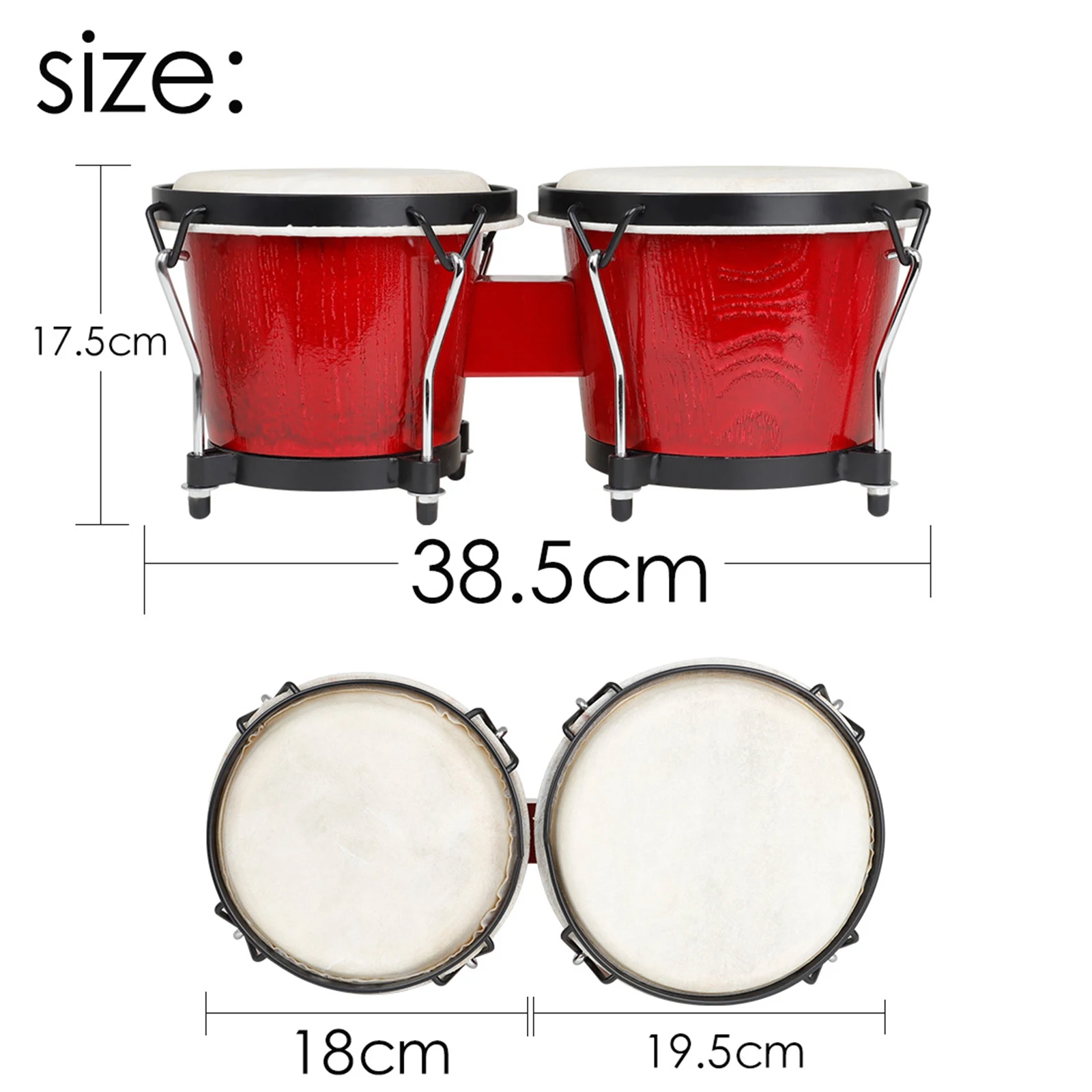 6\'\' 7\'\' Djembe Bongo Drum Percussion Bongo Drum Solid Wood Clear Sound Starter Drummer Lovers Musical Rhythm Toys Kids Gifts