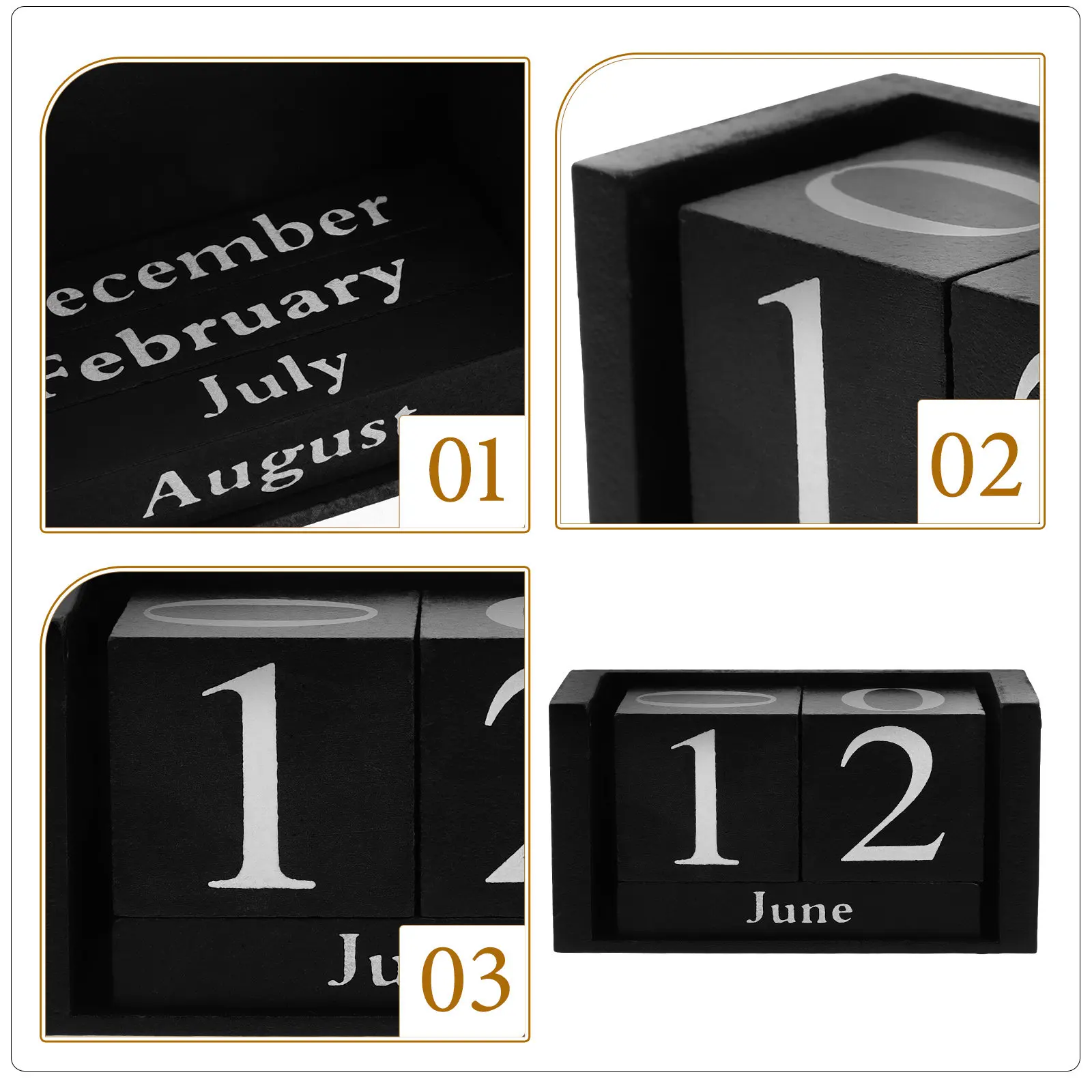 Elegant Wood Calendar Desktop European Style Perpetual Wooden Block Calendar Office Supply Table Decor Office Supply