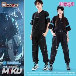 2023 Moeyu Hatsune Miku Cosplay Rider T-Shirt Pants Women Men Anime t shirt Vocaloid Over-size t-shirts Trousers Casual Costume