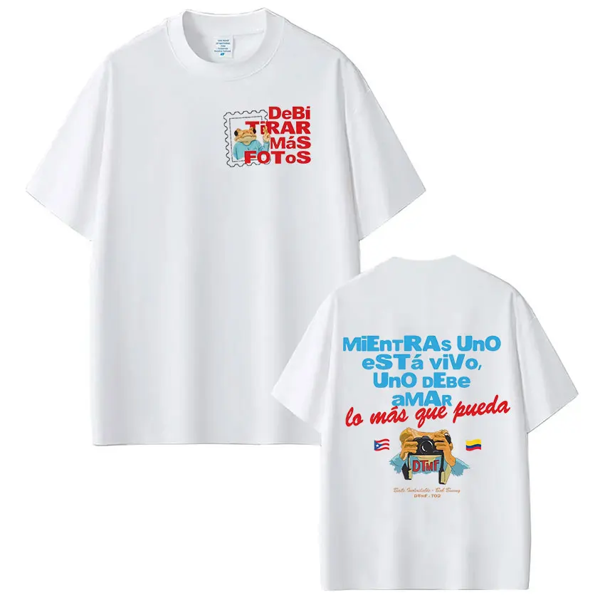 Rapper Bad Bunny T-shirt Debi Tirar Mas Fotos DTMF Tour T Shirts Men's Women Clothing Fashion Hip Hop Vintage T-shirt Streetwear