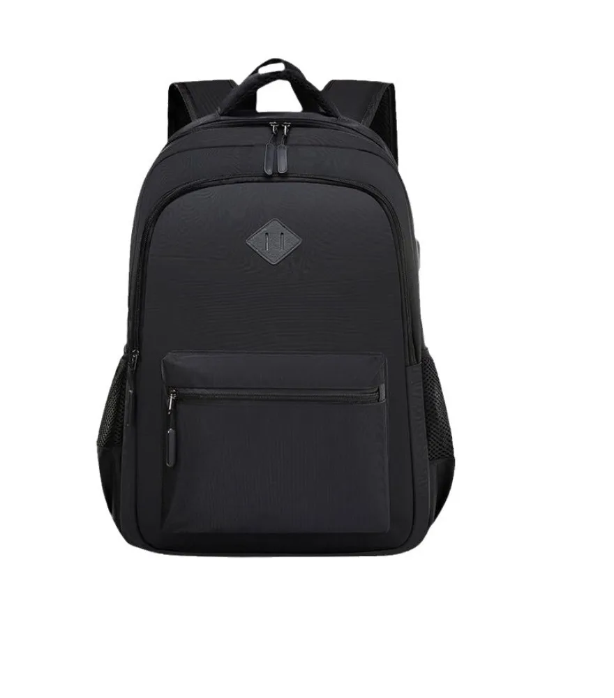 Black diamond patch school backpack anti splash dual mesh side pockets for teen daily schooling casual outdoor trips