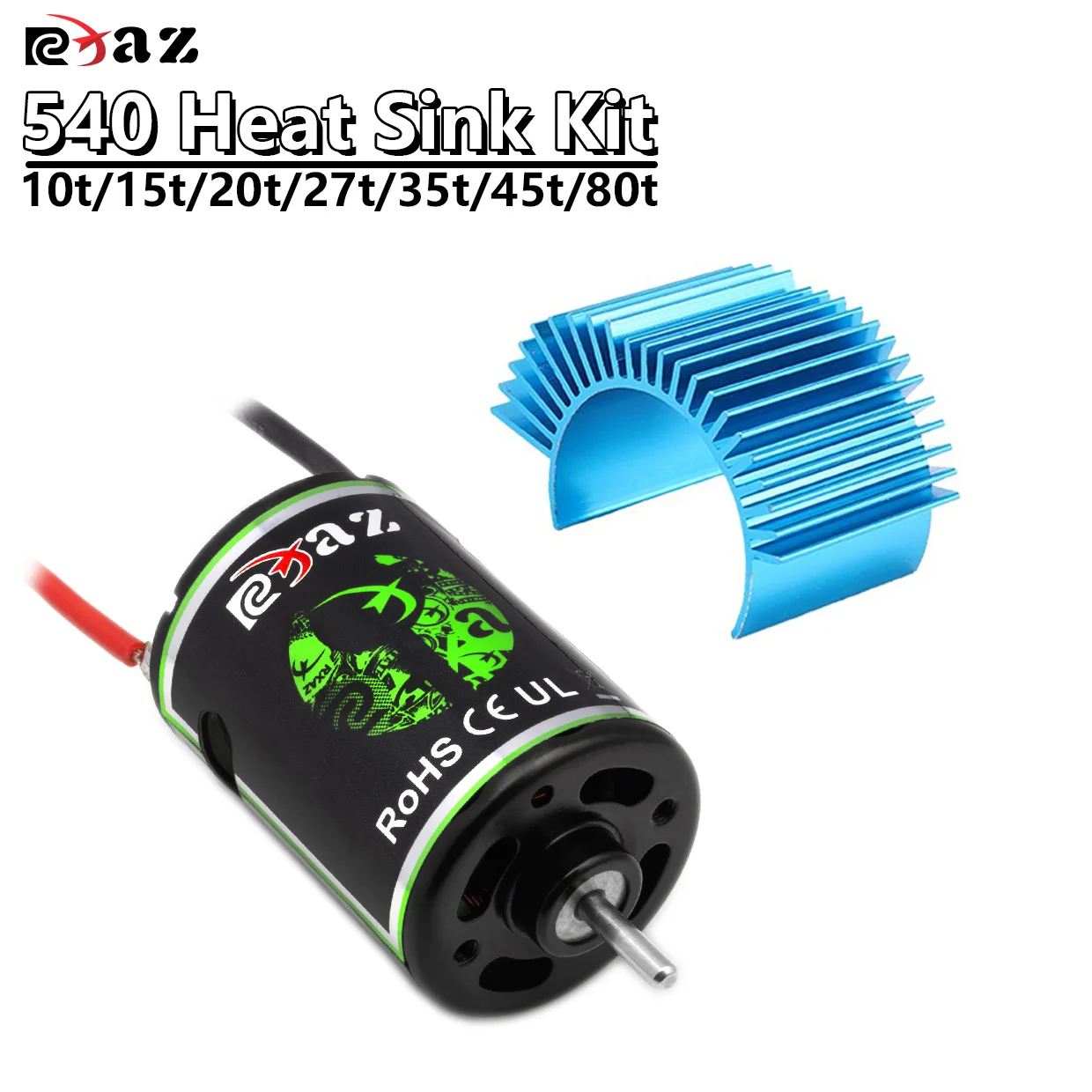 

540 Motor Heat Sink Kit 540 Brushed Motor 10T-80T for 1/10 RC Boat Car Axial SCX10 AXI03007 TRX4 TRX6 Redcat Gen8 Tamiya Traxxas