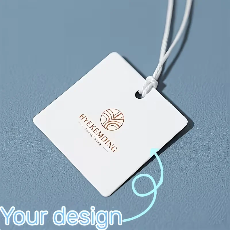 100pcs Custom round 5x5cm Card Tags Simple Style with Your Logo Hanging Labels for Clothing Accessories Brand No Additional Acce