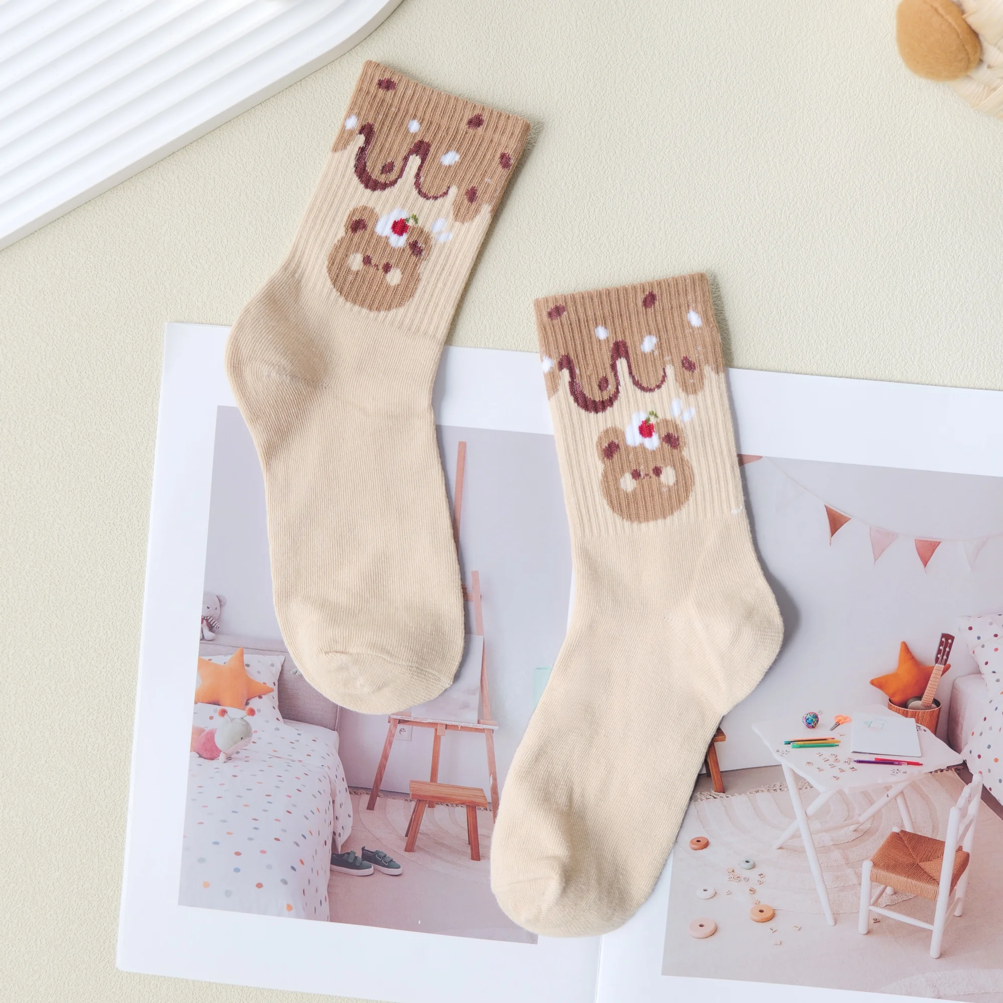 ** أزواج متعددة من الجوارب النسائية متعددة الألوان، تصميمات حيوانات لطيفة، طراز ياباني، مريح، مسامي