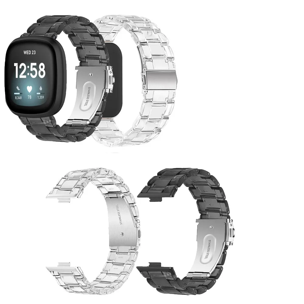 Transparent Resin Strap for Fitbit Versa 3 4 Sense 2 Versa4 Versa3 watch Replacement Band Women Men Bracelet